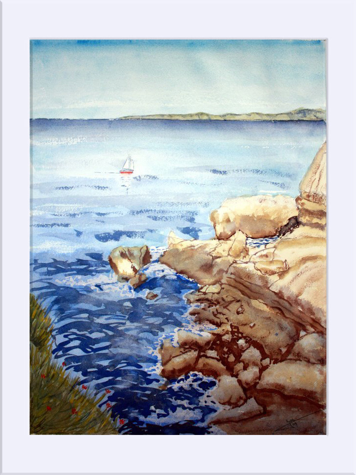 "Desde la Isla de La Magdalena " - Acuarela, 70.5x53 cm