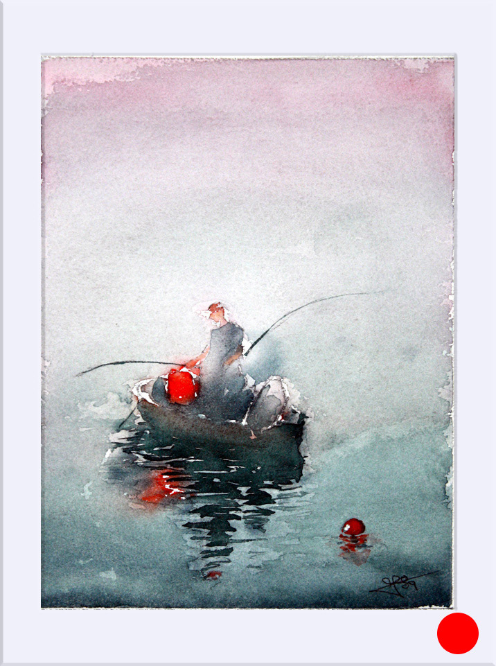"De pesca I" - Acuarela, 18.5x24.5 cm