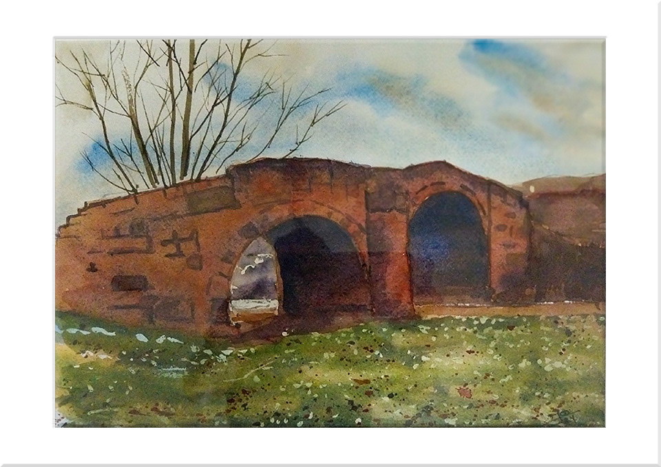 Puente. Galve. Acuarela 26 x 36 cm