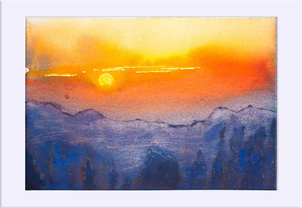 "Atardecer X " - Acuarela, 20x29 cm