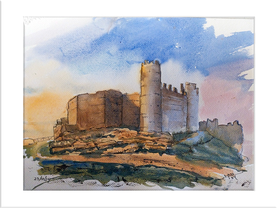 Castillo. Acuarela, 26 x 36 cm.