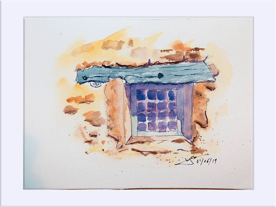 "Jabaloyas. Detalle ventana" - Tinta y Acuarela, 24x32 cm
