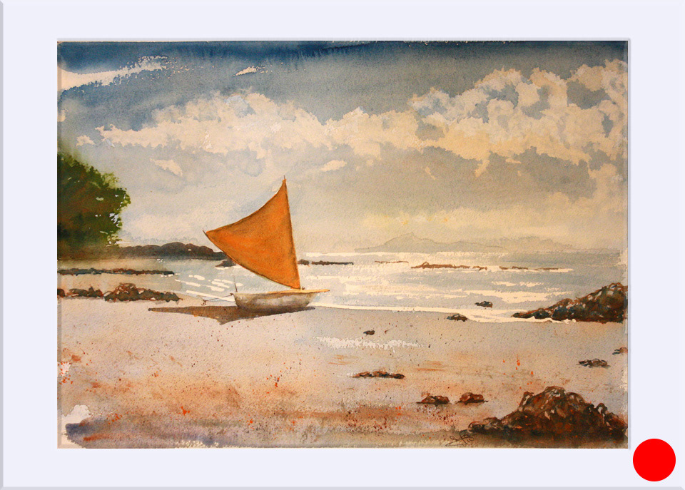 "Vela naranja " - Acuarela, 37.5x52.5 cm