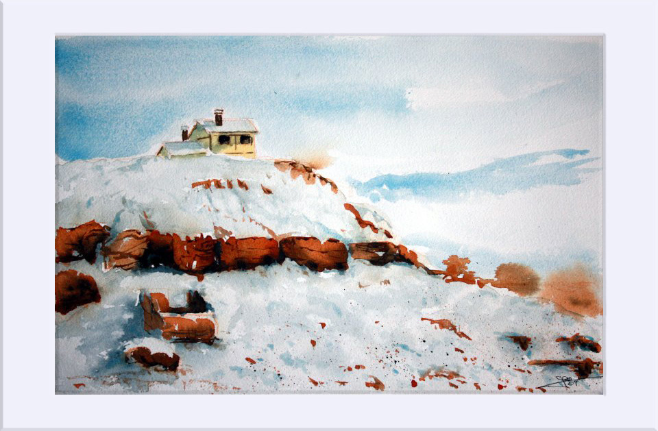 "Concud nevado II " - Acuarela, 28.5x41