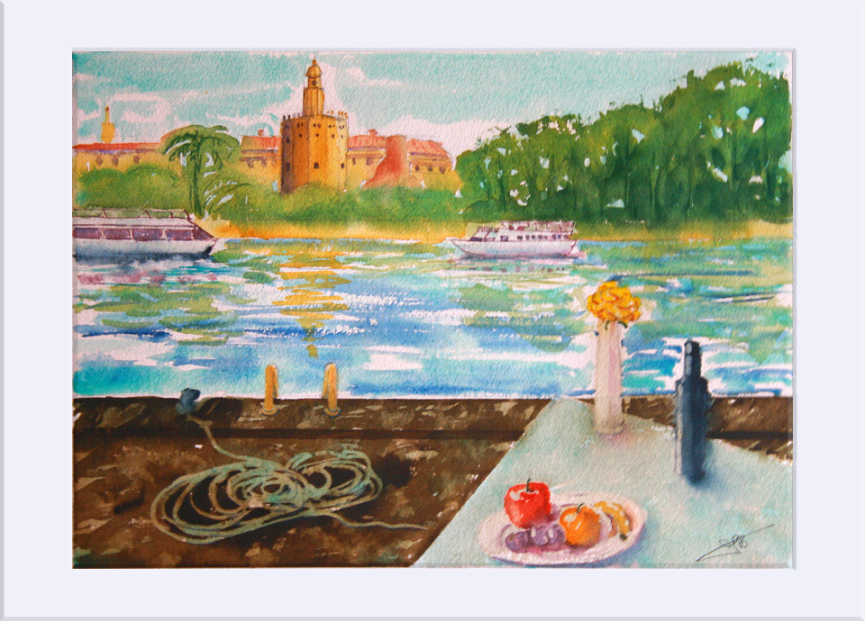 "Torre del Oro " - Acuarela, 30.5x42 cm