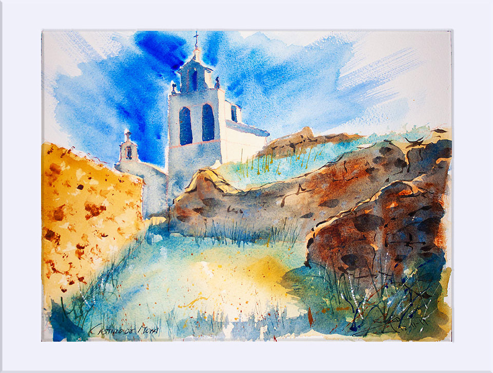 "Castillo de Moya, II " - Acuarela, 23x31 cm