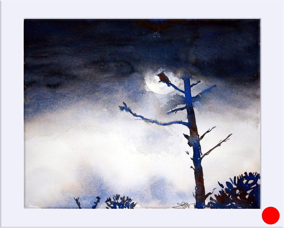 "Luz de Luna I " - Acuarela, 26x32.5 cm
