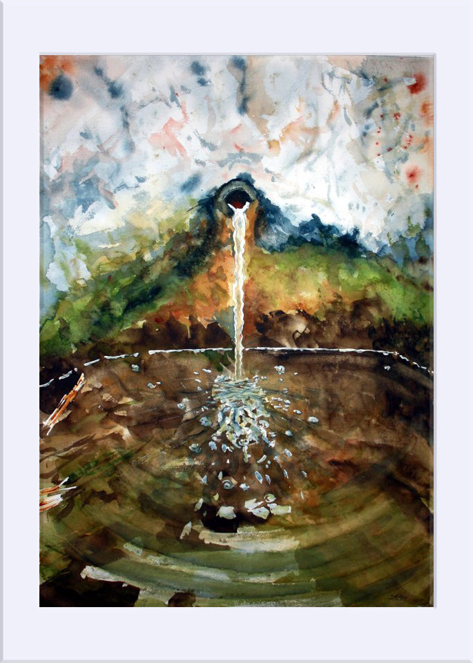 "Fuente I " - Acuarela, 73x53 cm