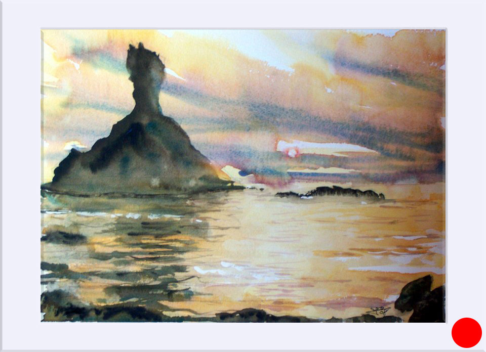 "Marina. Puesta de sol" - Acuarela.