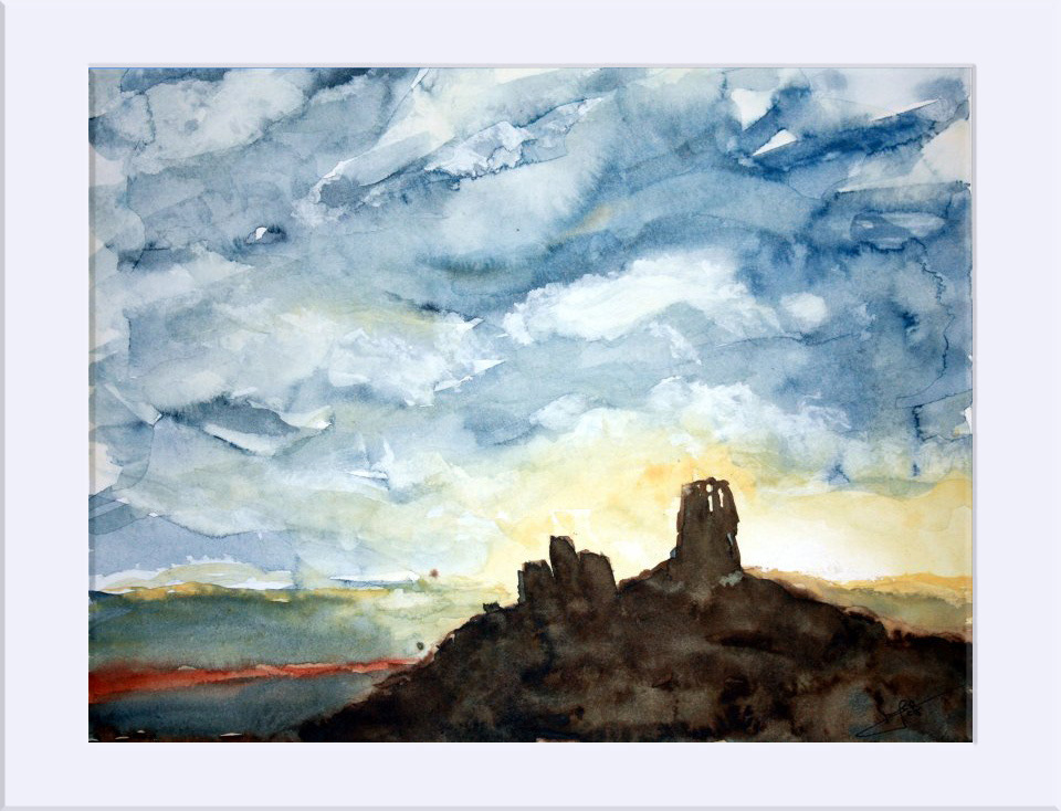 "Castillo de Marcuello " - Acuarela, 28.5x37