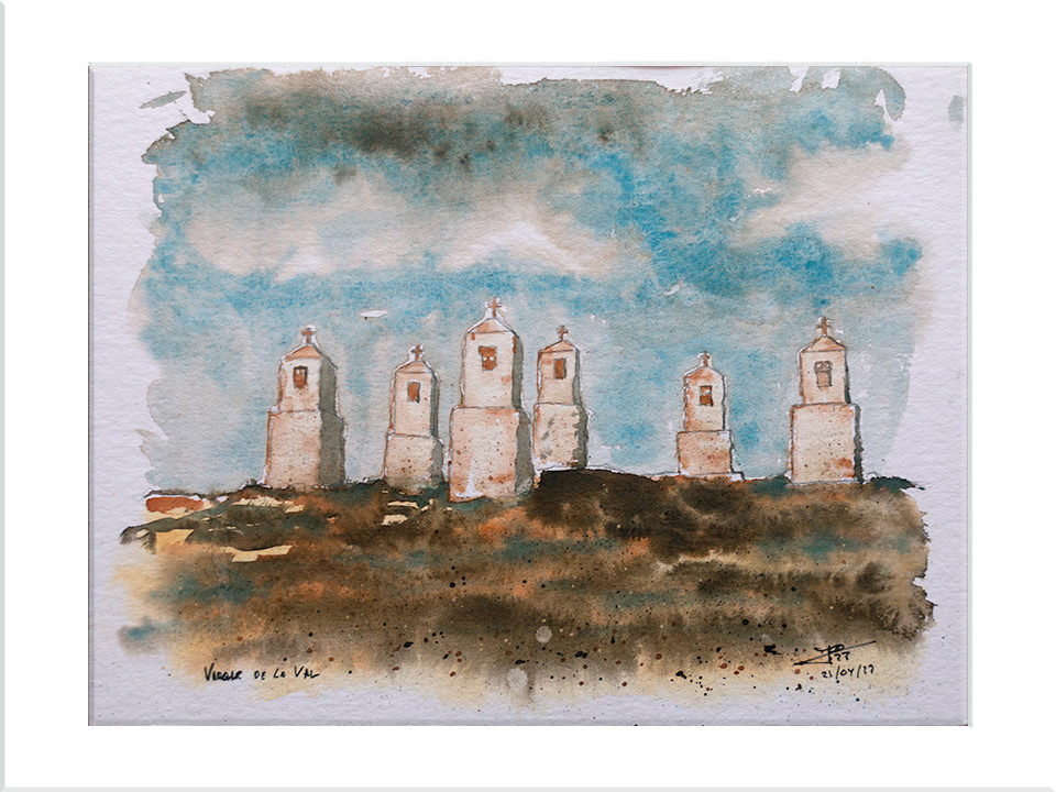 Jarque de la Val. Viacrucis. Acuarela, 24 x 32 cm