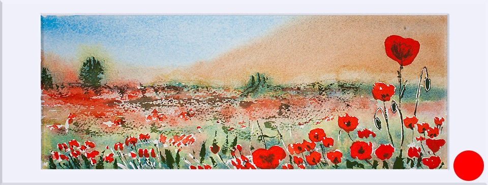 "Amapolas I " - Acuarela, 10x28 cm