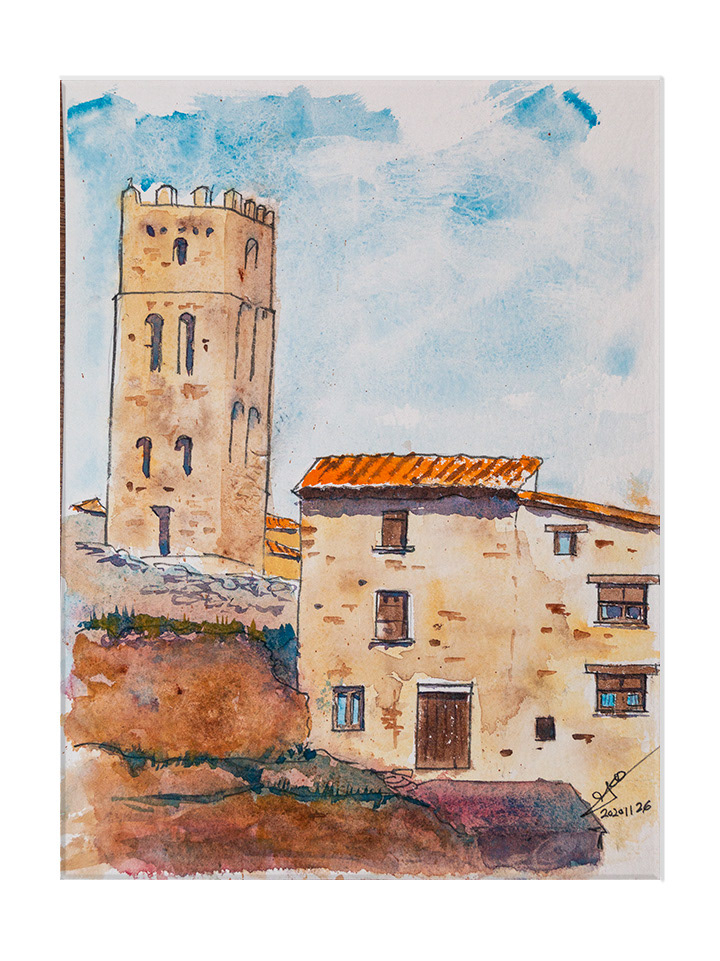 Villarroya de los Pinares. Tinta y Acuarela, 32x24cm
