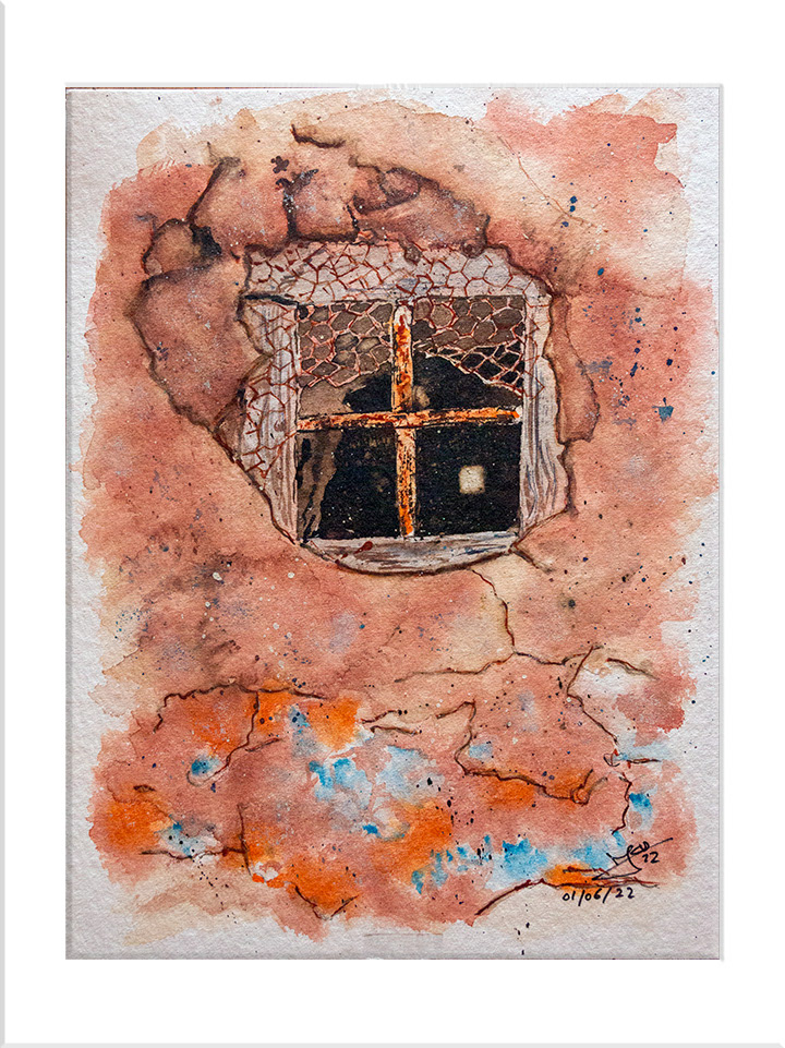 El Campo. Ventana. Acuarela, 32 x 24cm