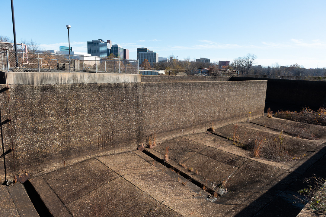 One of the settling basins, the first stop for incoming water