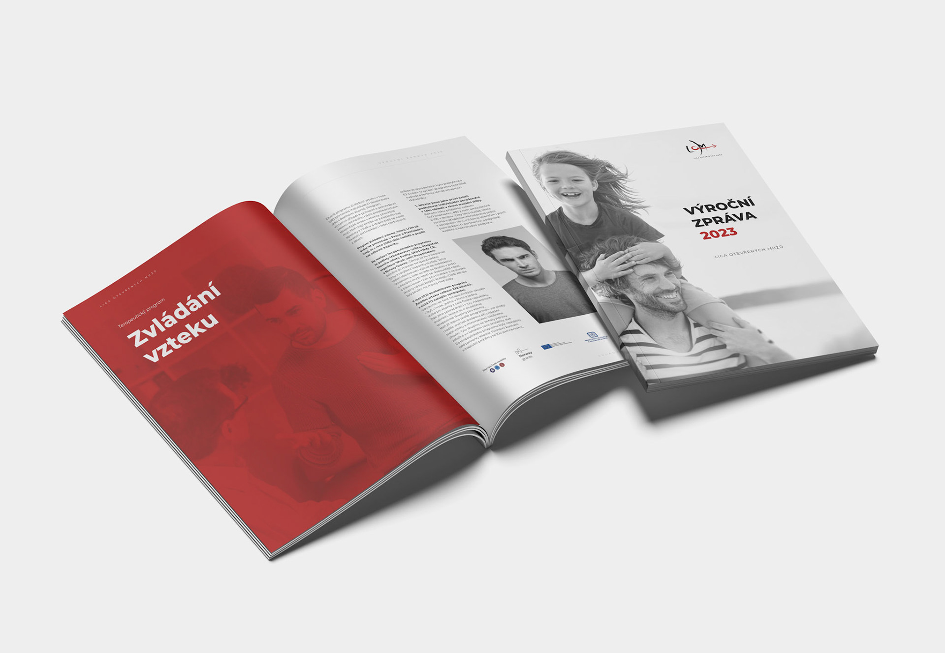 Návrh a zlom výroční zprávy pro neziskovou organizaci LOM (Liga otevřených mužů)