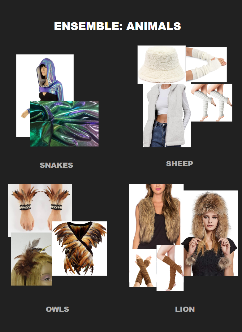 Design focused on looks reminiscent of animals, no true animal features (tails, ears, etc.) while still keeping an 80's look