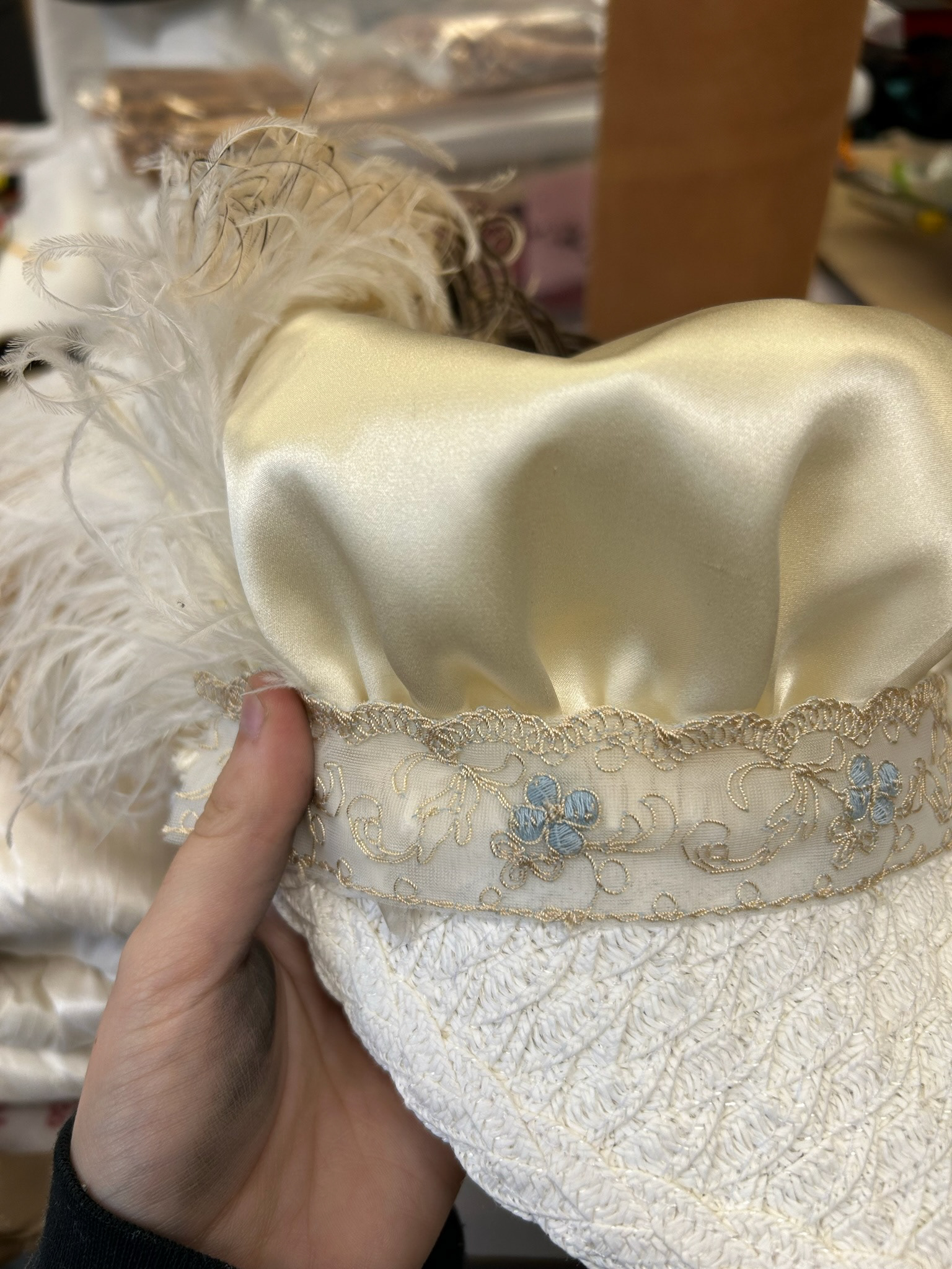 Wedding bonnet; unfortunately cut