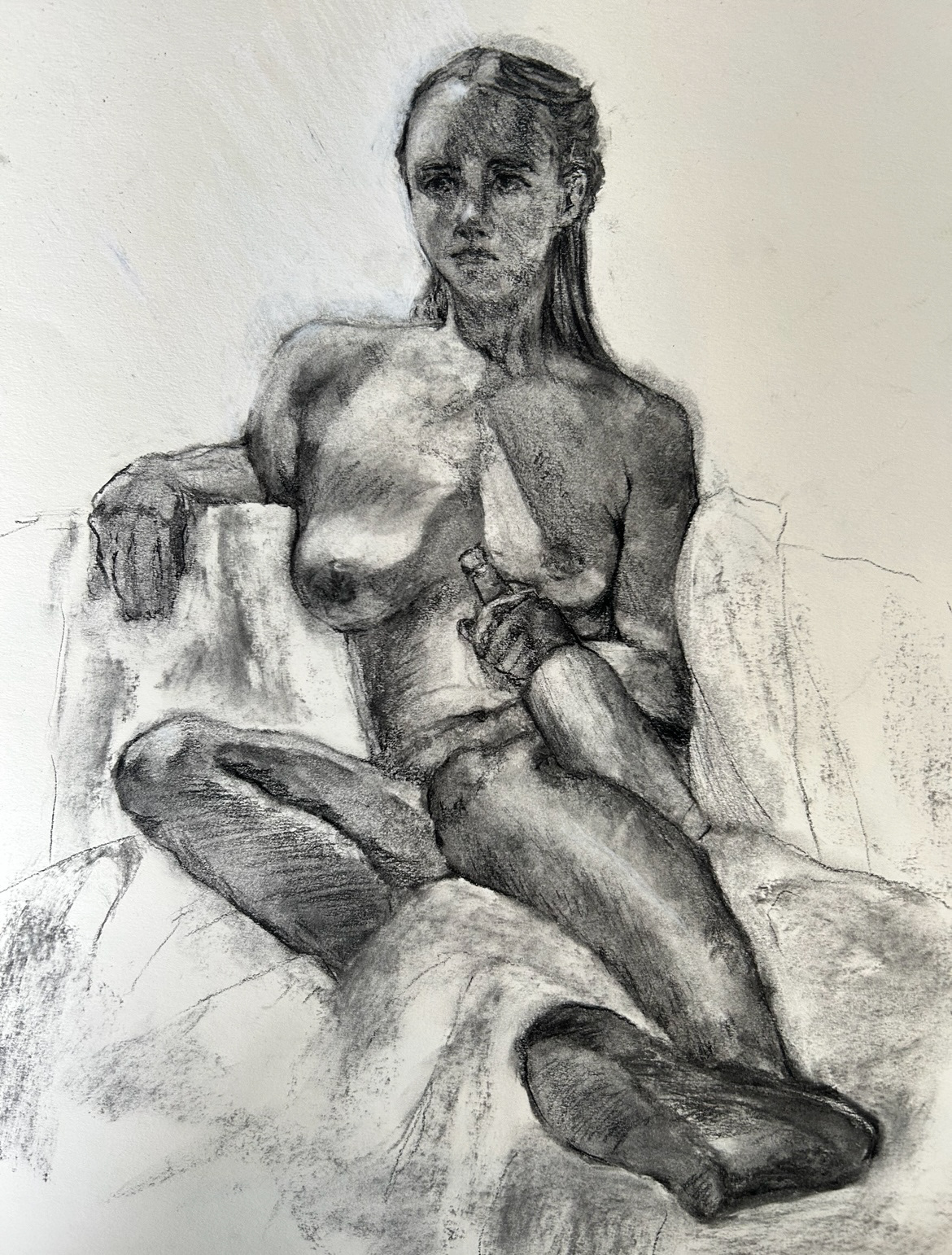 Figure drawing in charcoal
