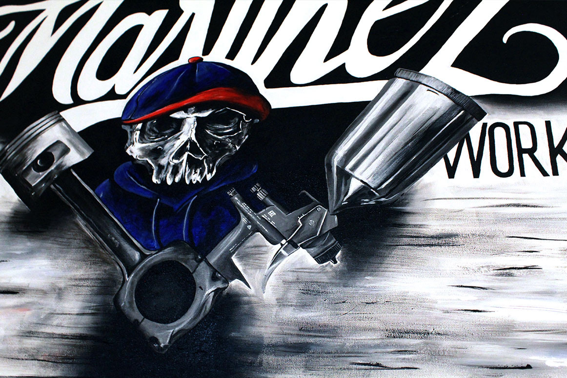 Painting of Logo on 24”x36” Stretched Canvas