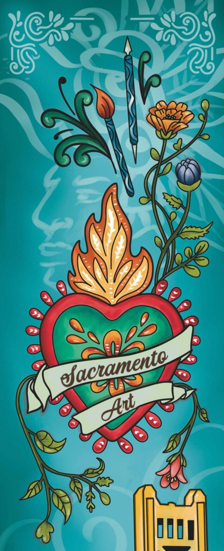 Window banner designed for the Sacramento Fine Arts Center