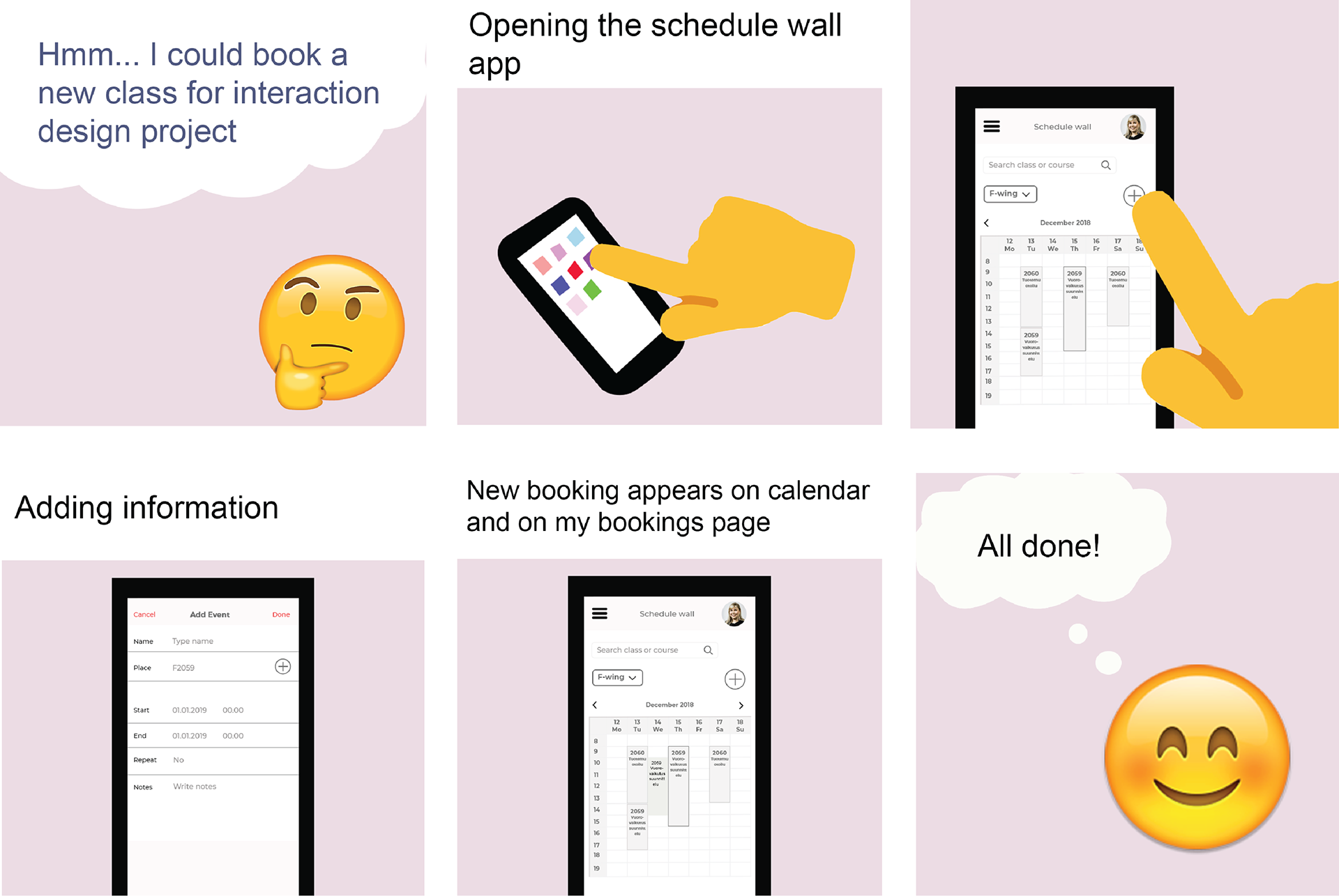 Schedule wall concept design 01, school work - 2019