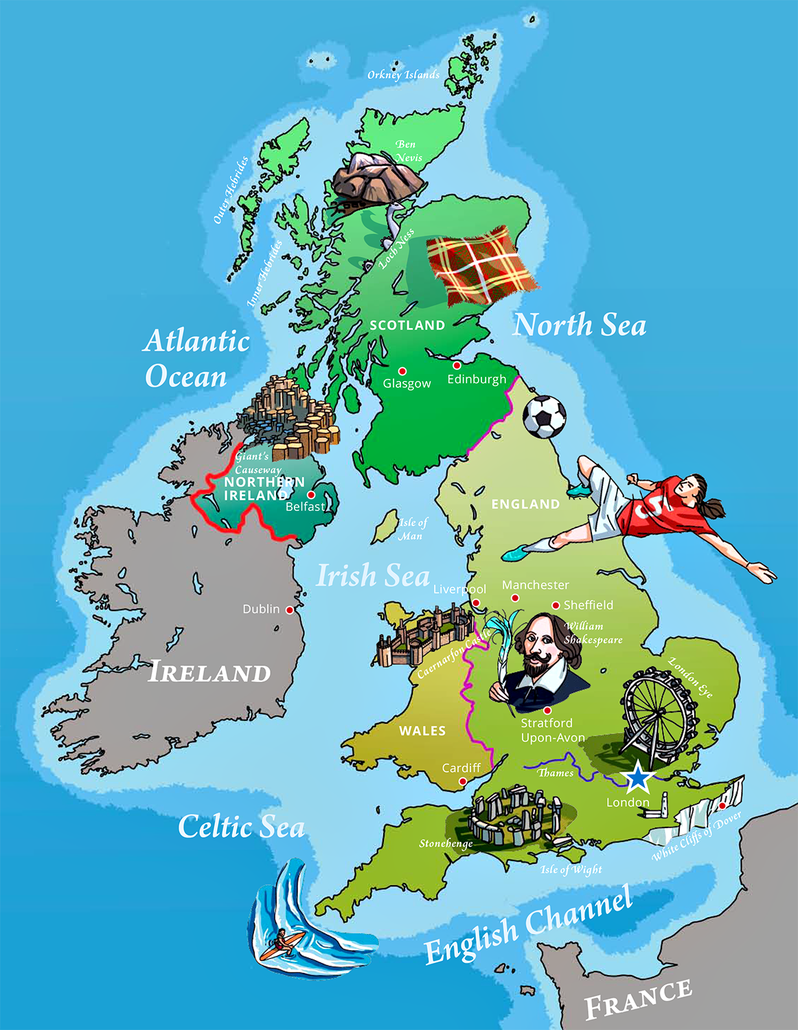 Map of the United Kingdom and Northern Ireland