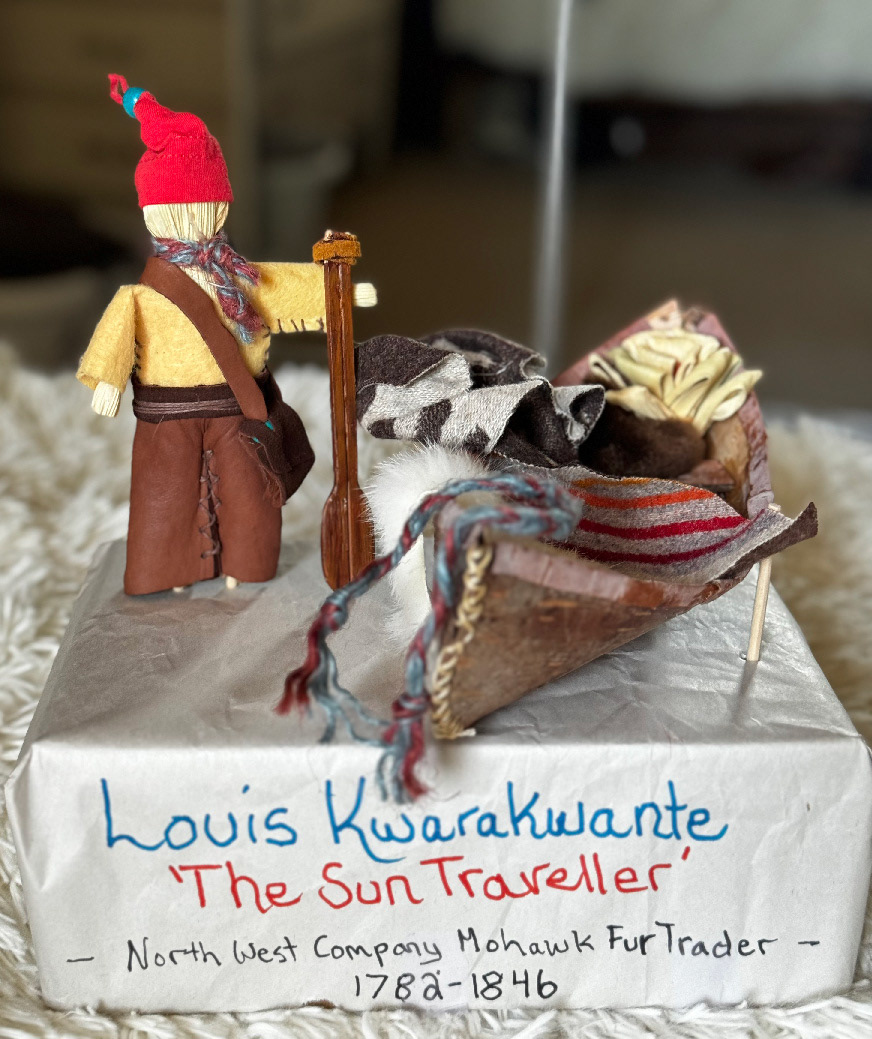 Corn Husk Doll with Birch Bark Canoe - Ode to Louis Kwarakwante