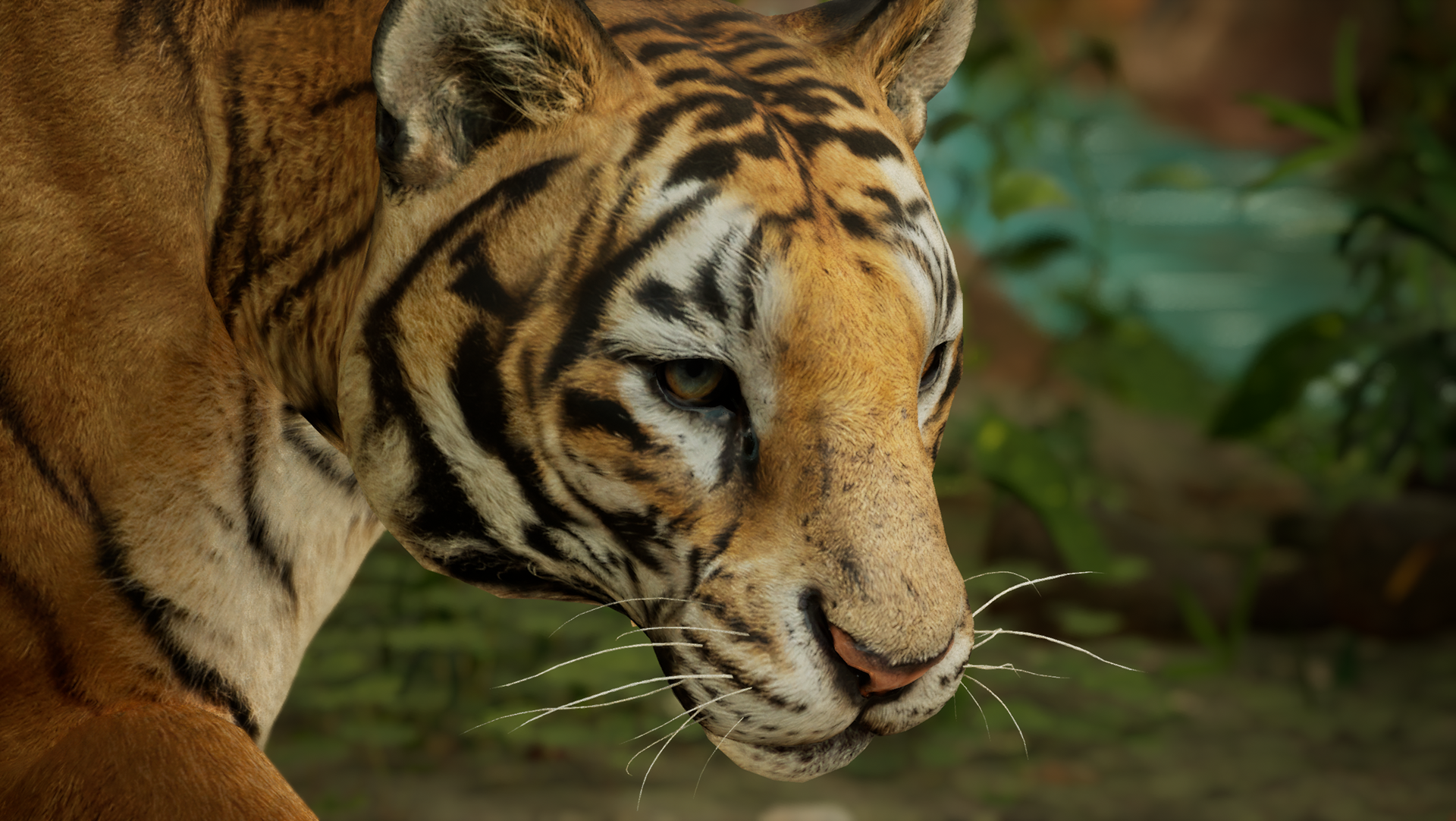Tiger animated in sequencer with layered animation in Maya
