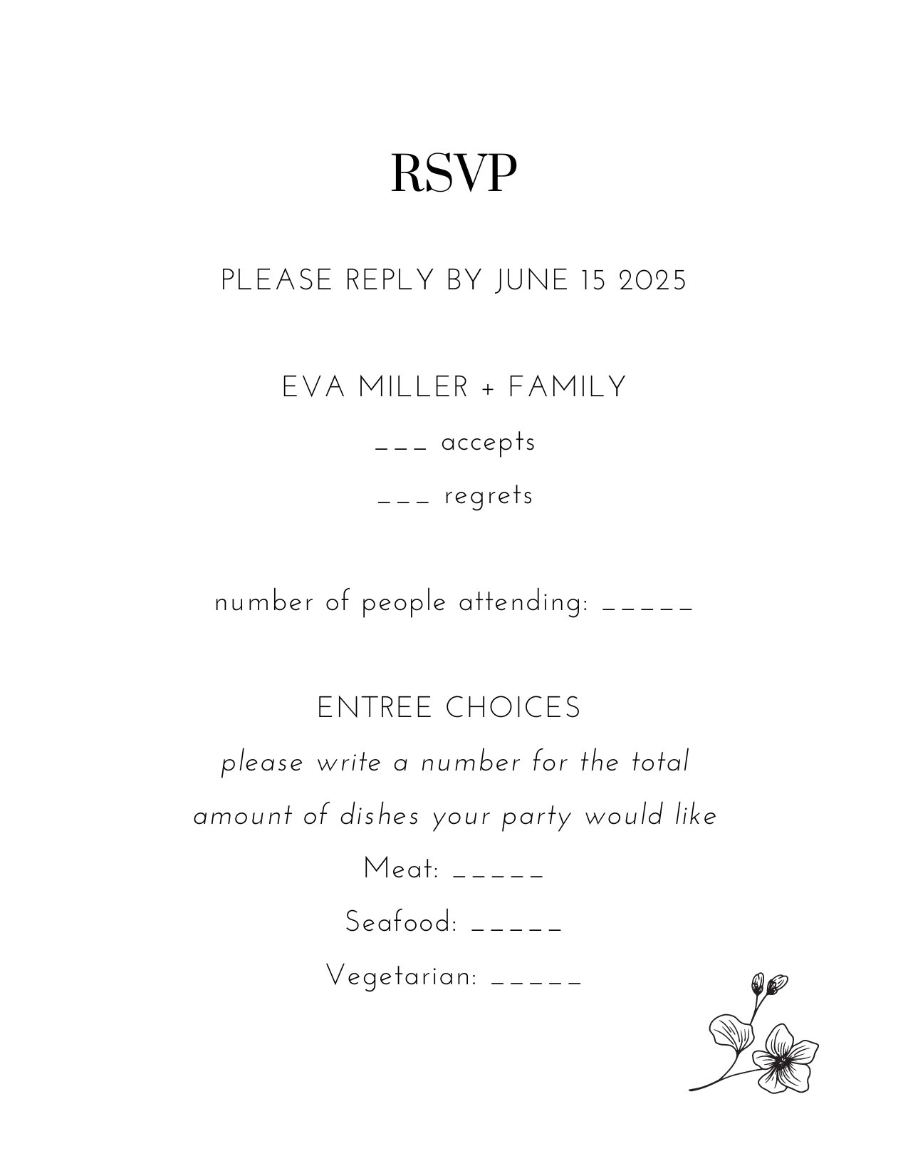 CFW RSVP Response Card (4.25 × 5.5 in) - Written Response