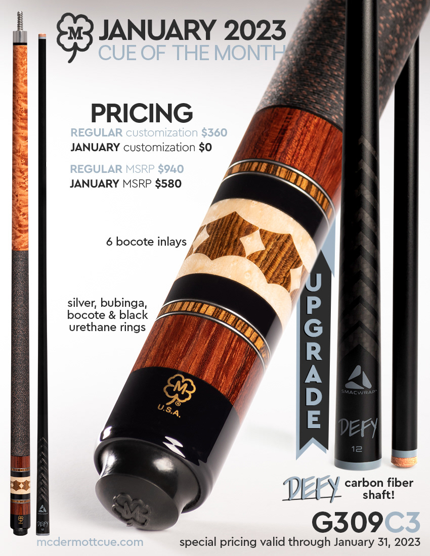 McDermott January 2023 Cue of the Month flyer