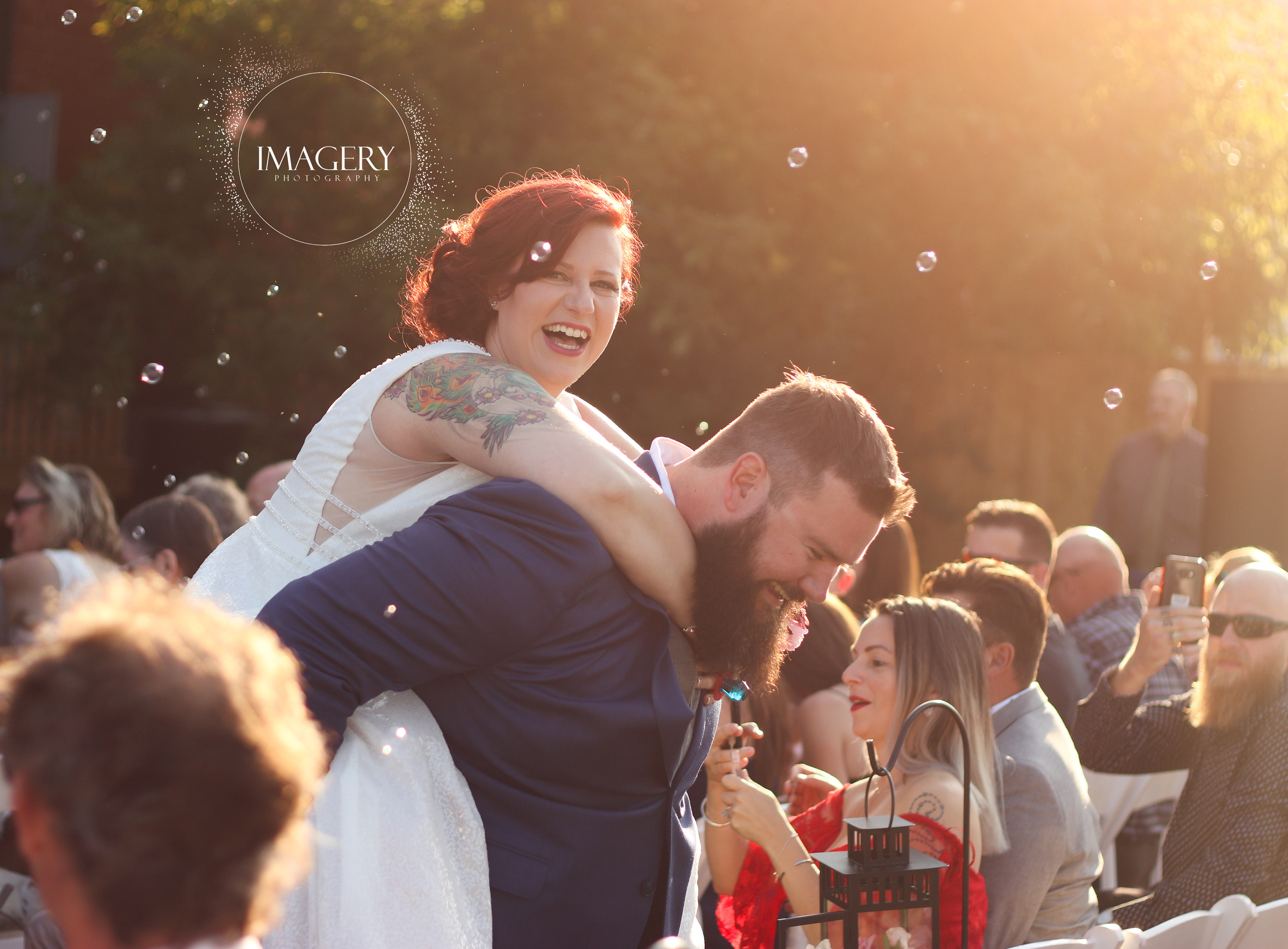 bride on groom's back