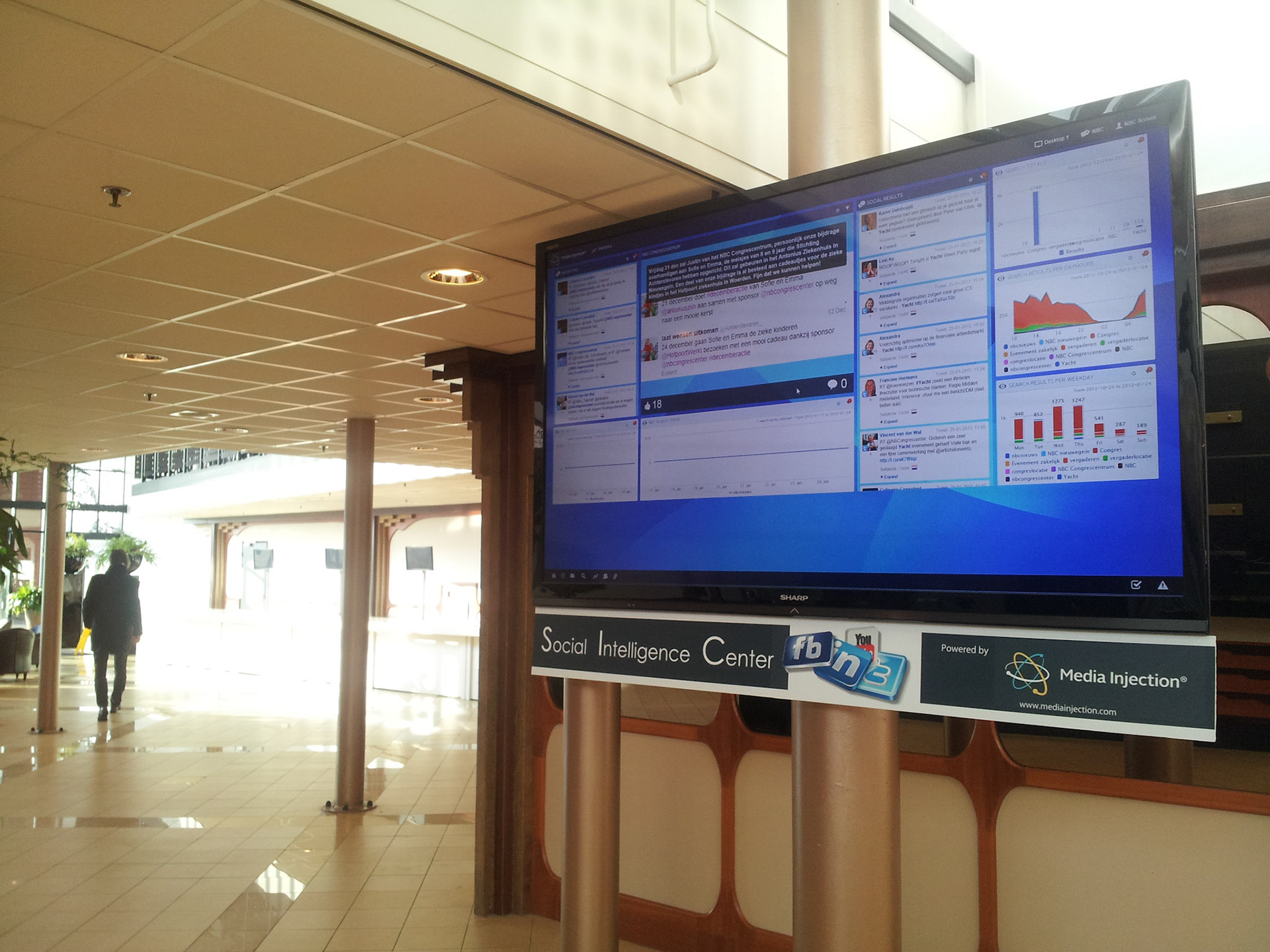 Social media dashboard in lobby van NBC