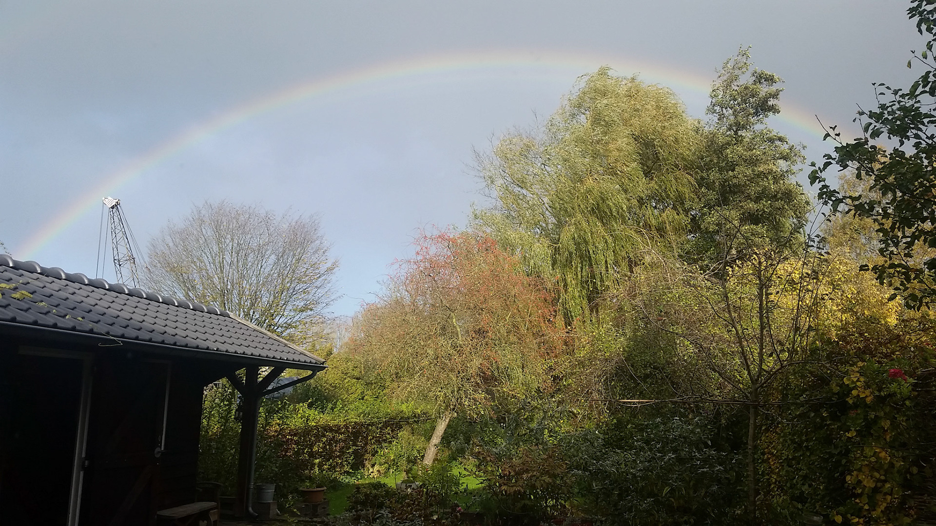 Regenboog in de tuin