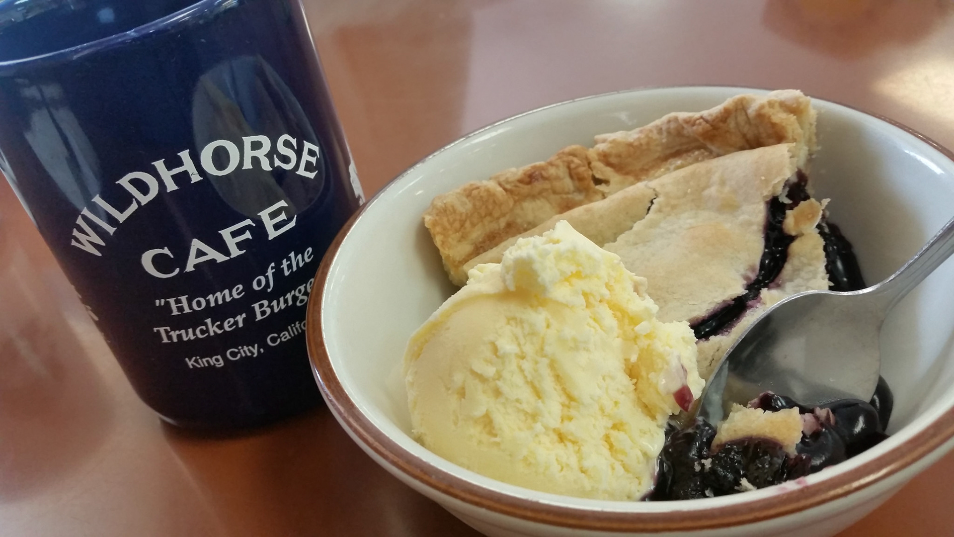 Blueberry pie and coffee