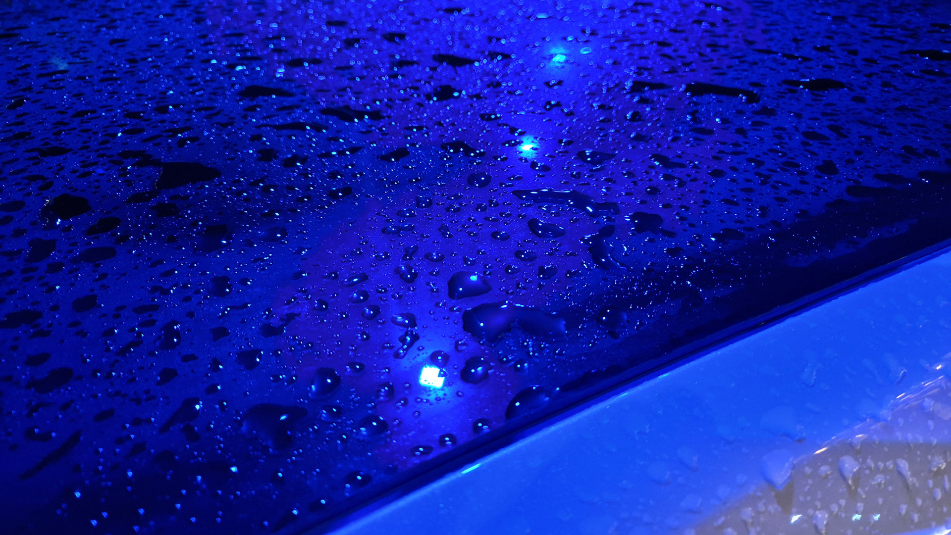Illuminated raindrops