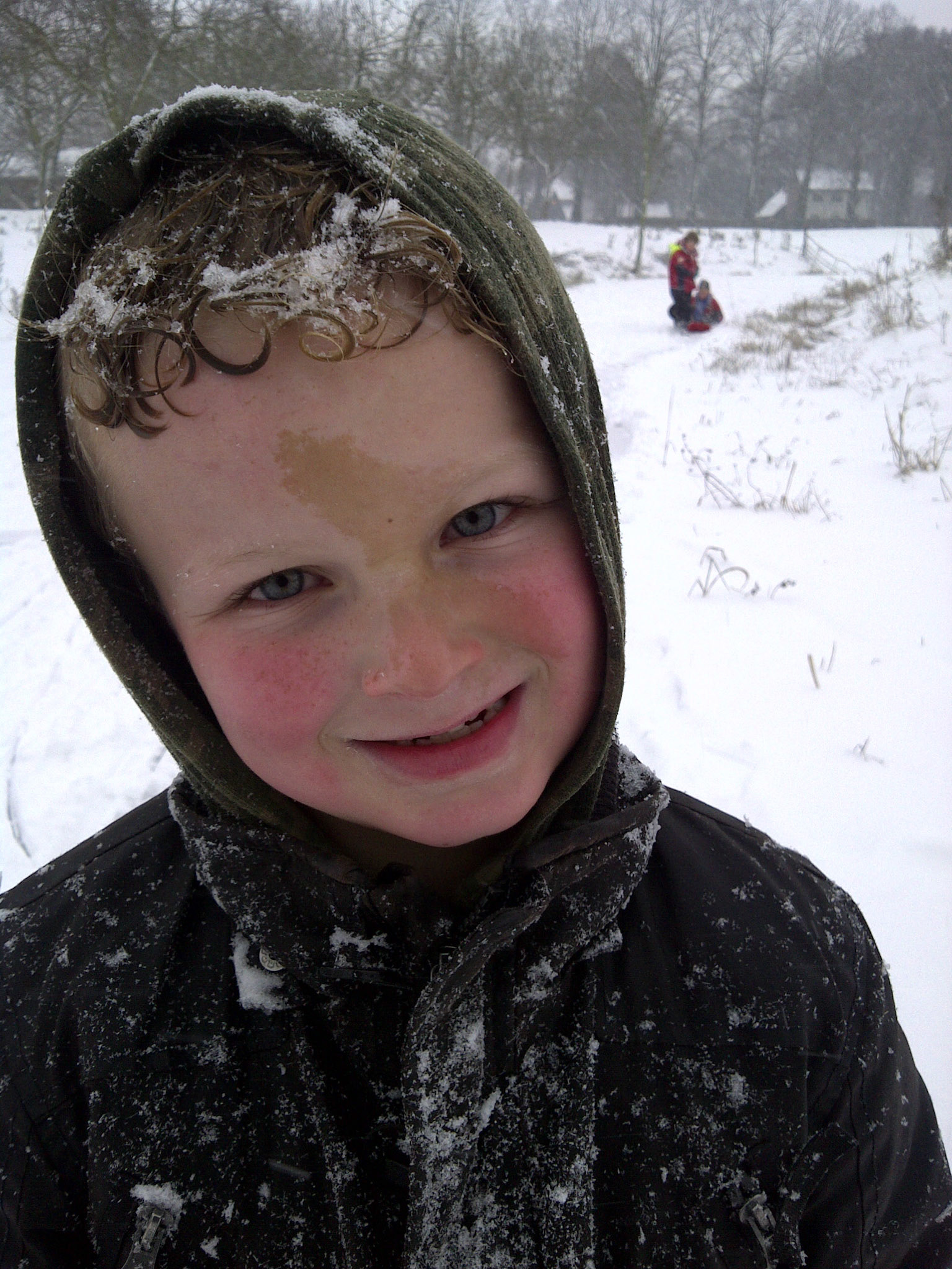 6 december voorzichtig als eersten op het ijs met Mathijn, Joris en Minne