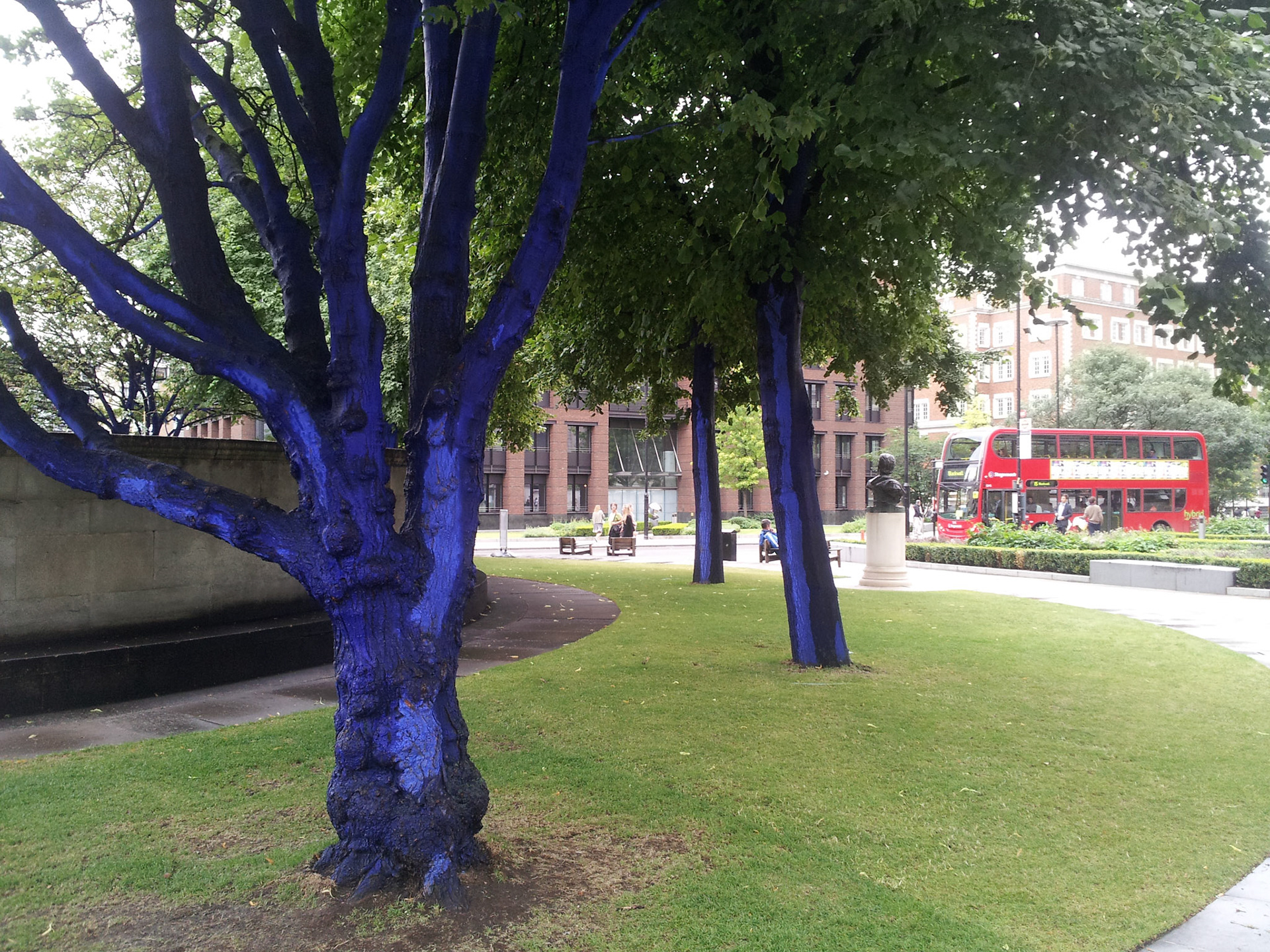Strange blue trees in London