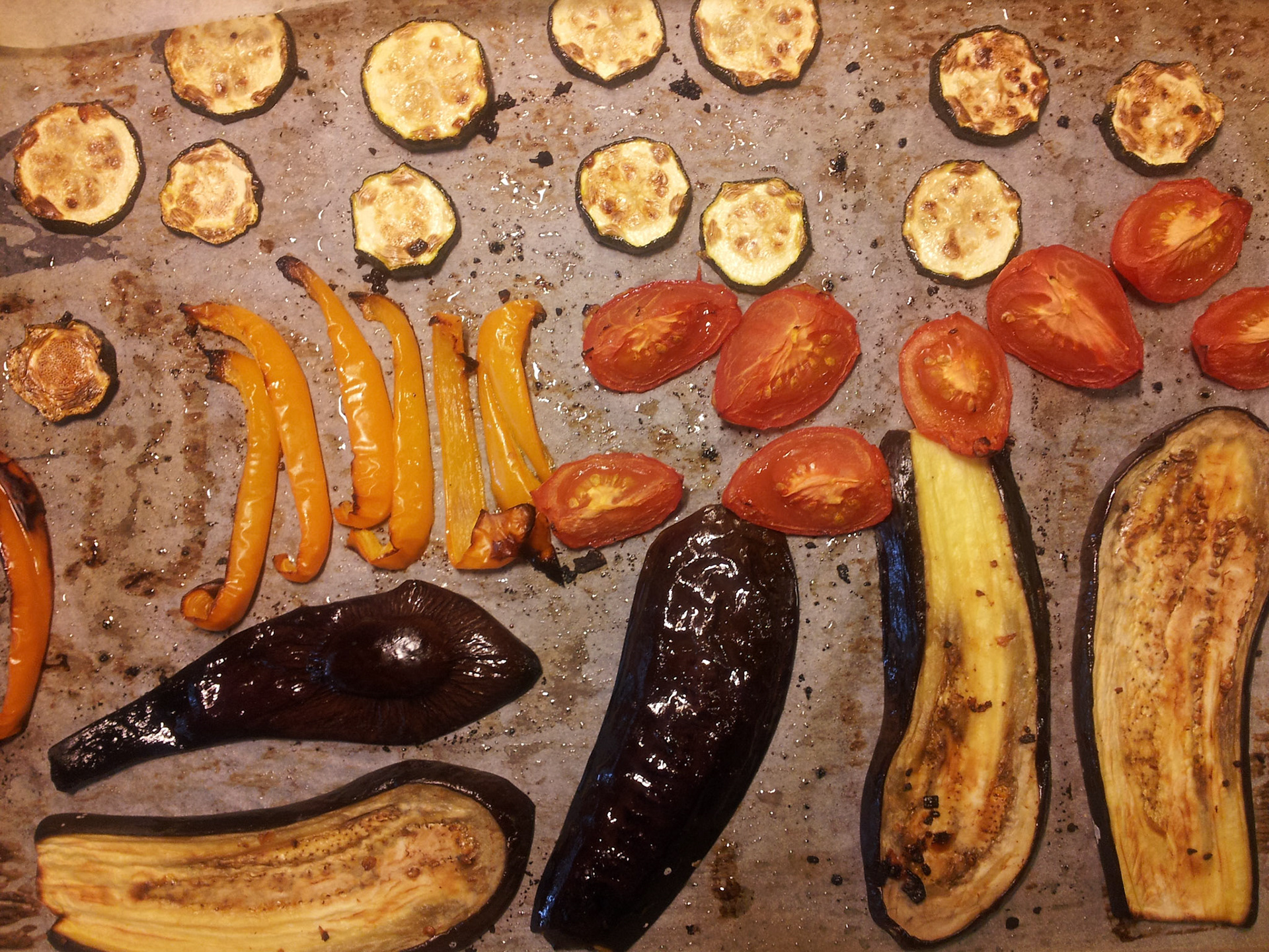 Erna heeft gegrilde groente gemaakt, lekker!