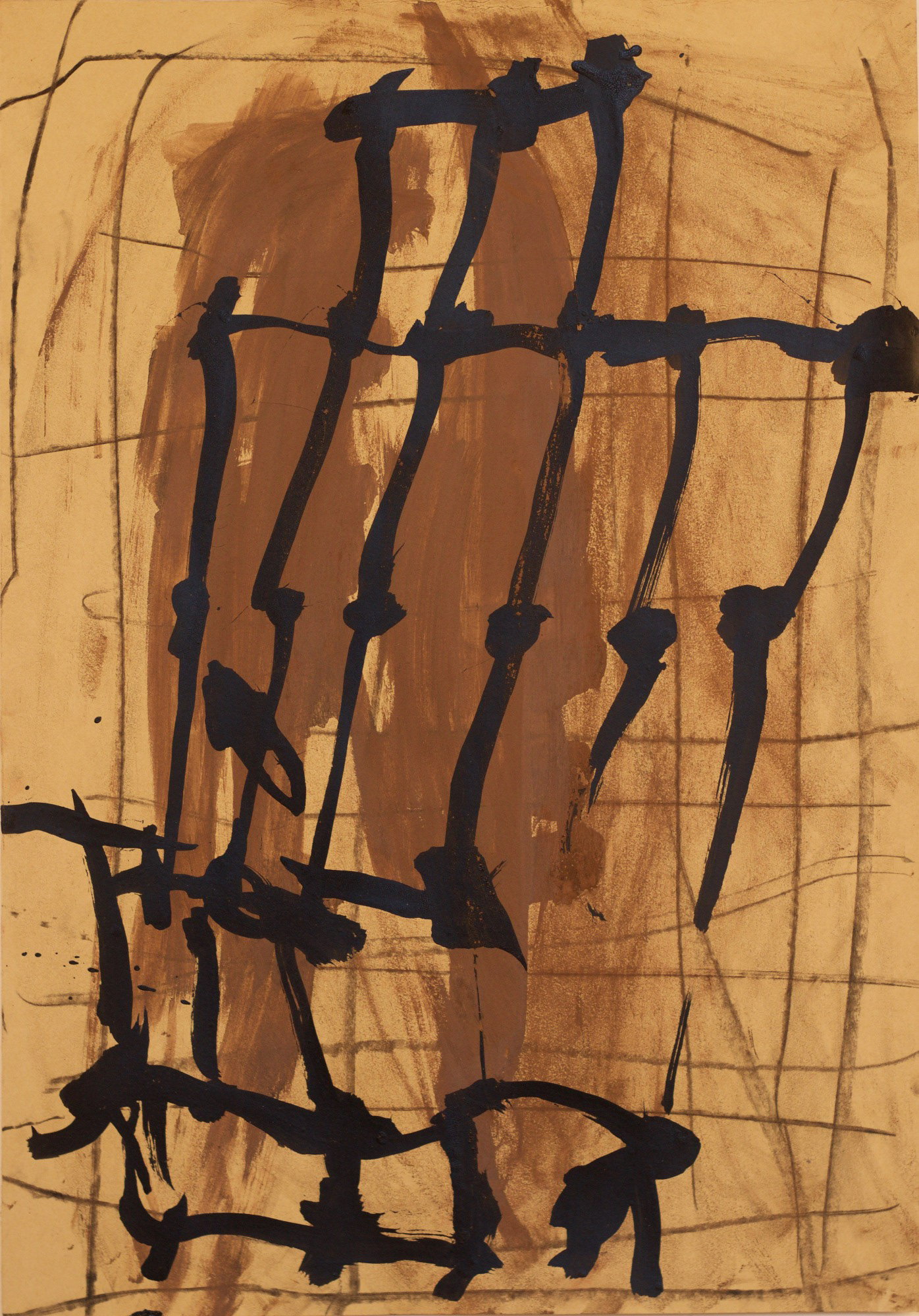 Untitled, 2016 . Charcoal, indian ink and sepia pigment on kraft paper, 38,5 x 55 cm