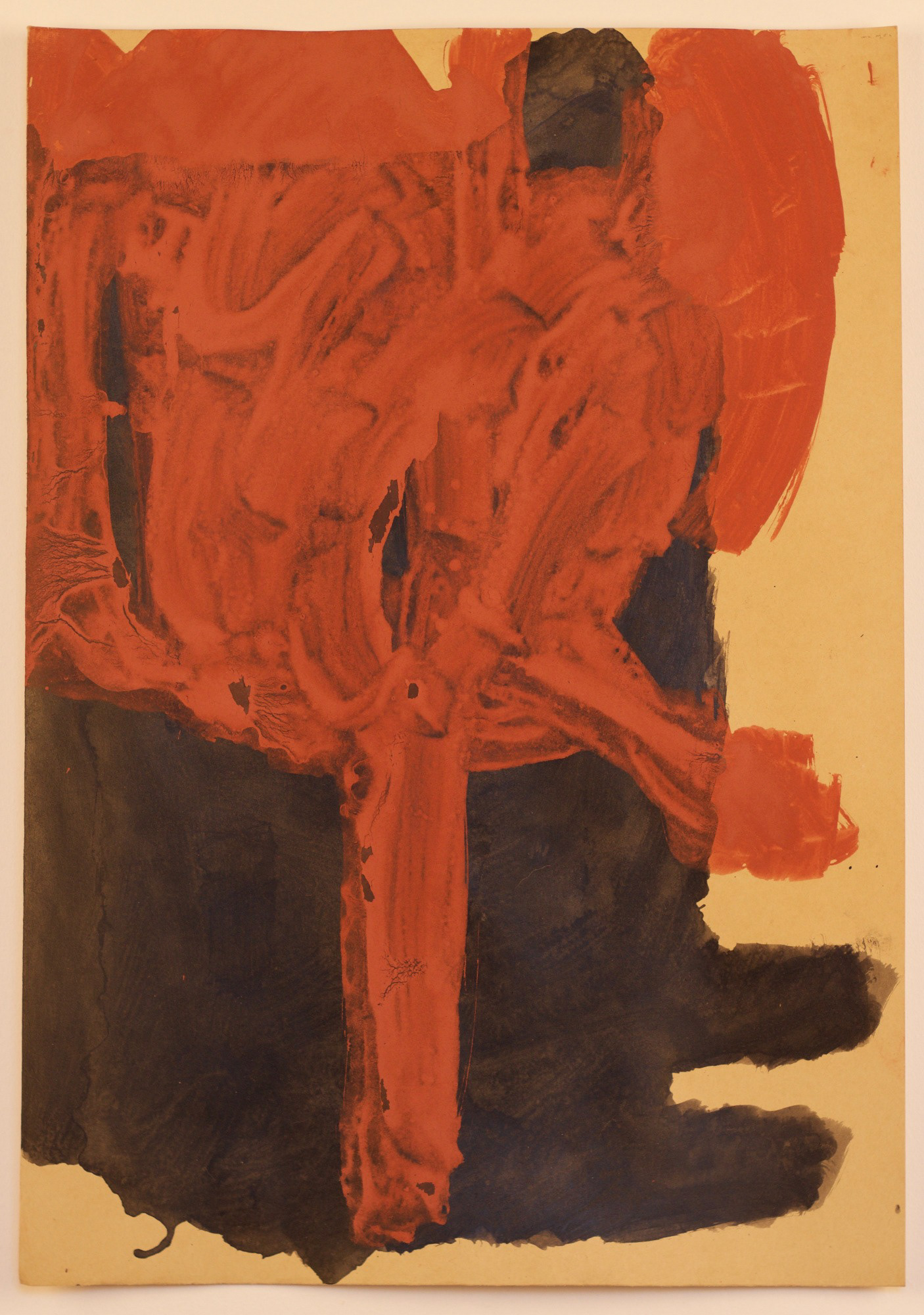 Untitled, 2016 . Indian ink and sanguine pigment on kraft paper, 38.5 x 55 cm