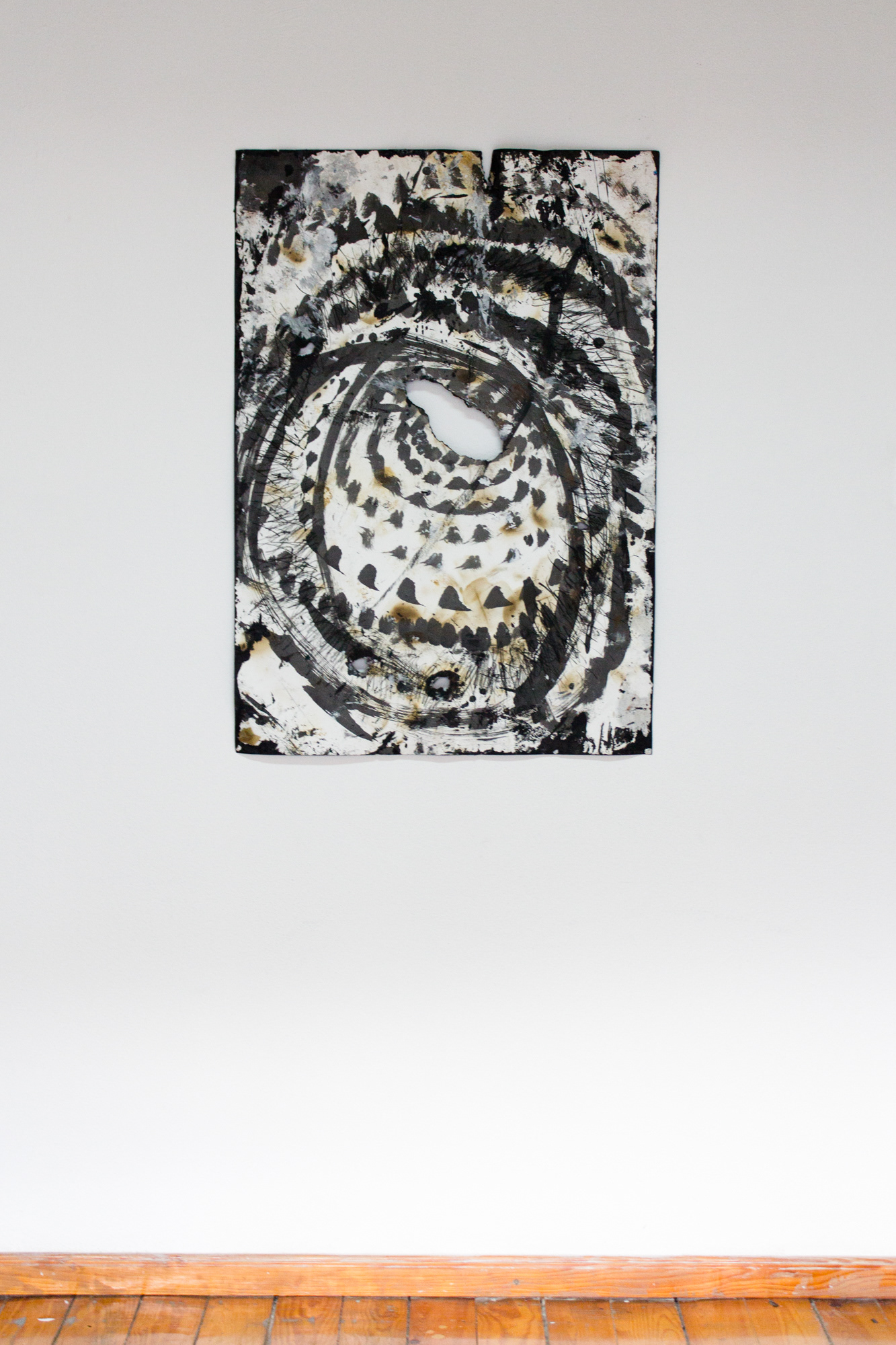 Untitled, 2017 . Charcoal, indian ink and acrylic gesso on fired paper, 100% cotton, Arches 300 gsm, 128 x 92 cm . Photo by Teresa Chow