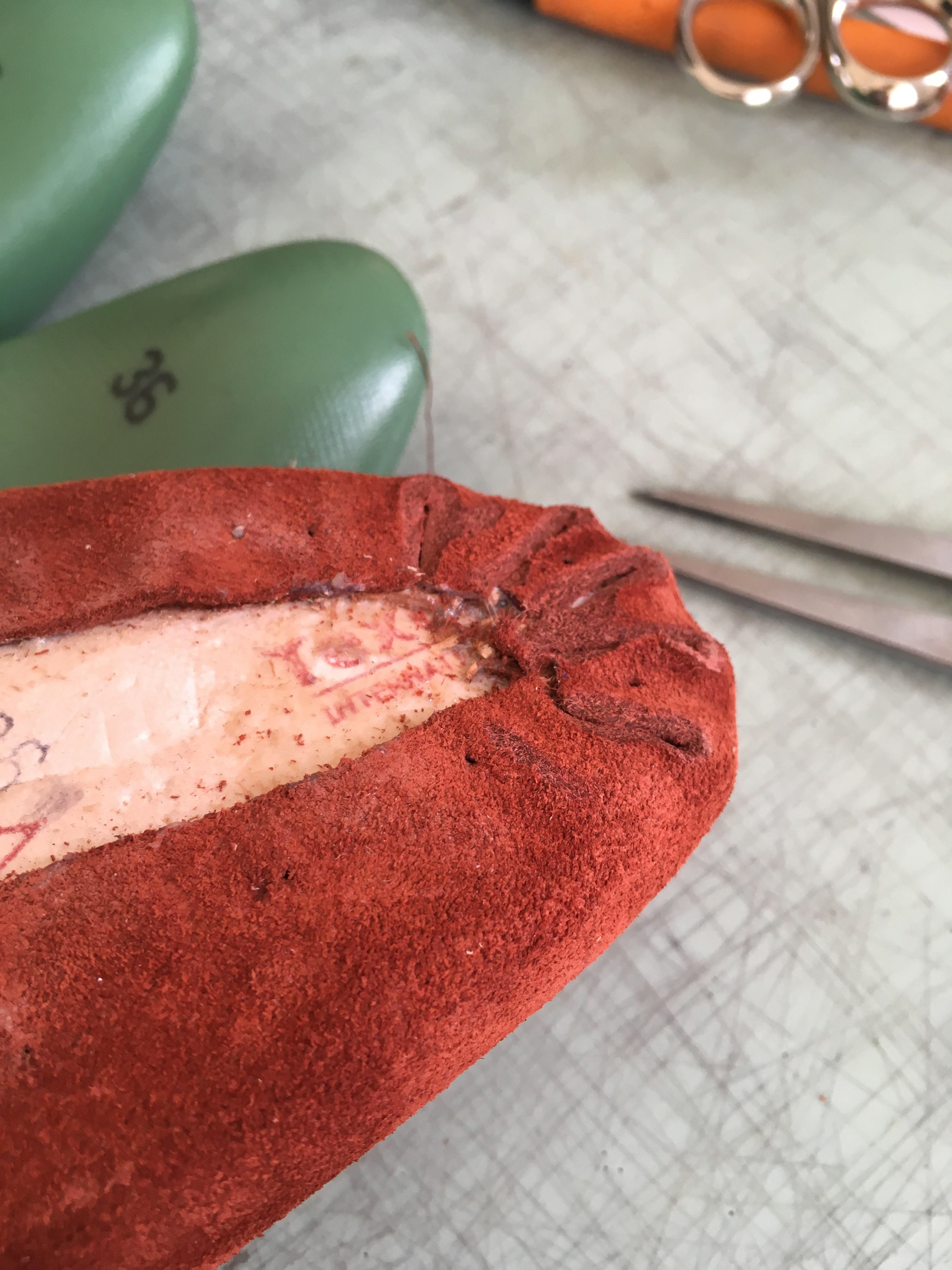 Trimming excess pleat 