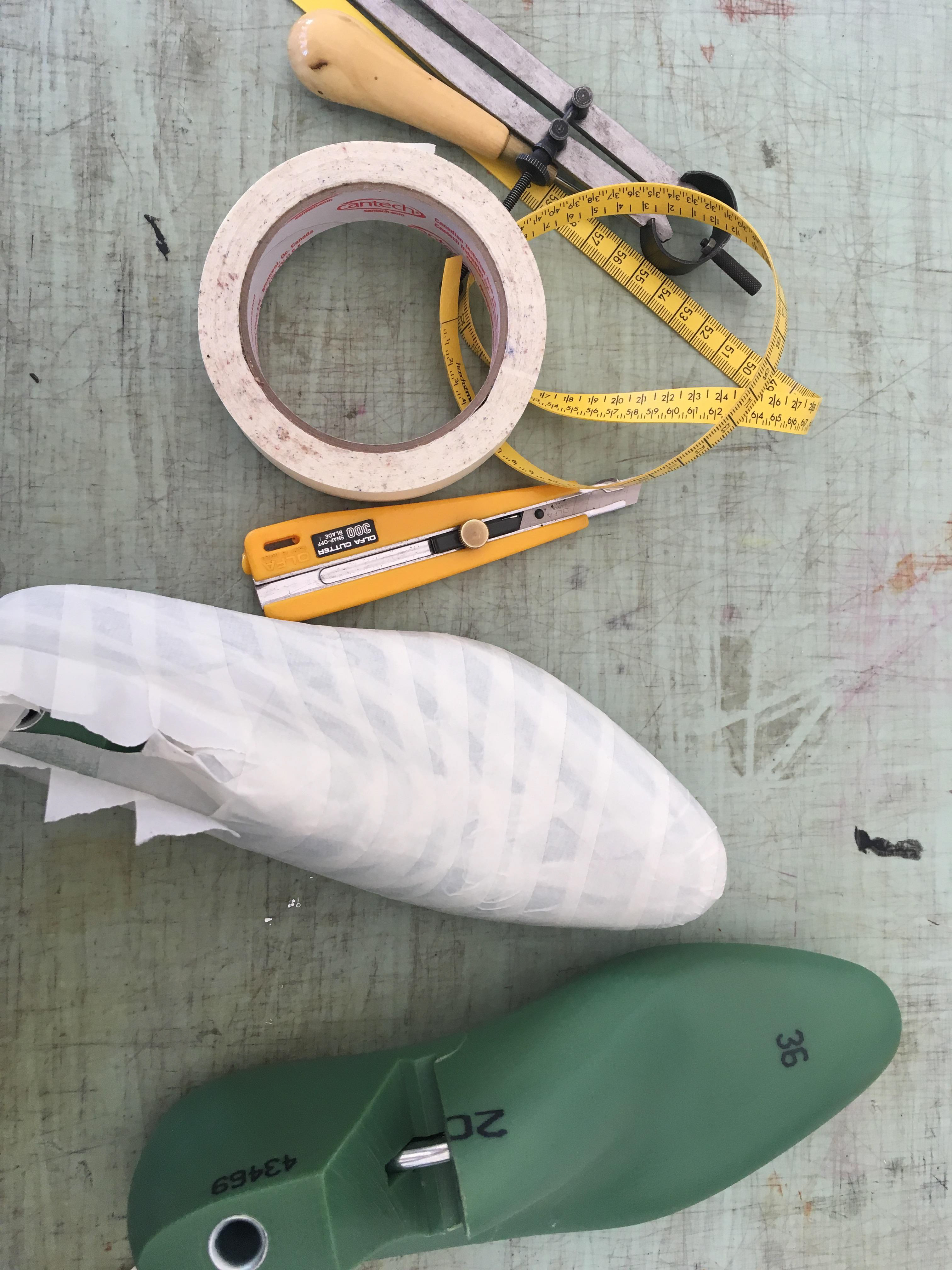 Taping over last in prep for tracing over the design