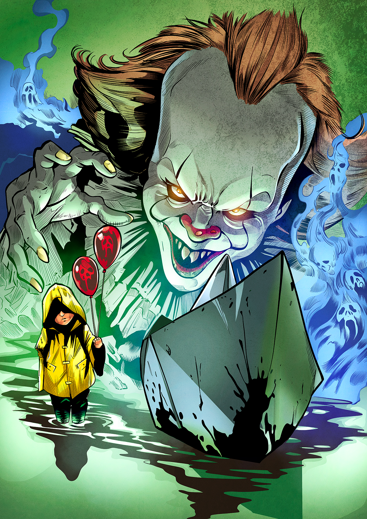 PENNYWIZE - Lines by Leonardo Rodrigues  Inks by Matt James  and colored by Nimesh Morarji