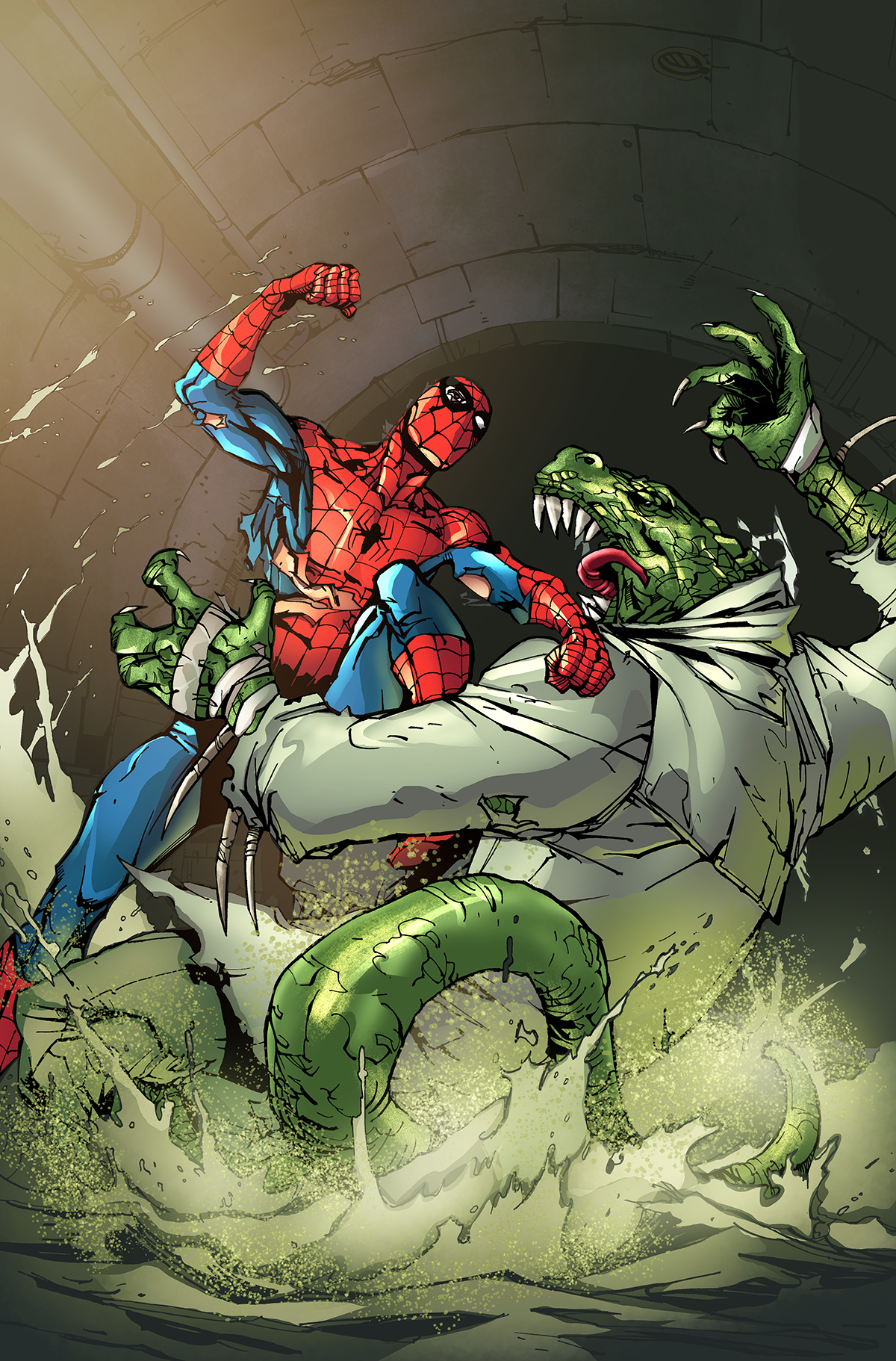 THE SEWER FIGHT - COLORED by Nimesh Morarji  Pencils by Giuseppe Camuncolli  Inked by Ulises Curiel​  Project : —