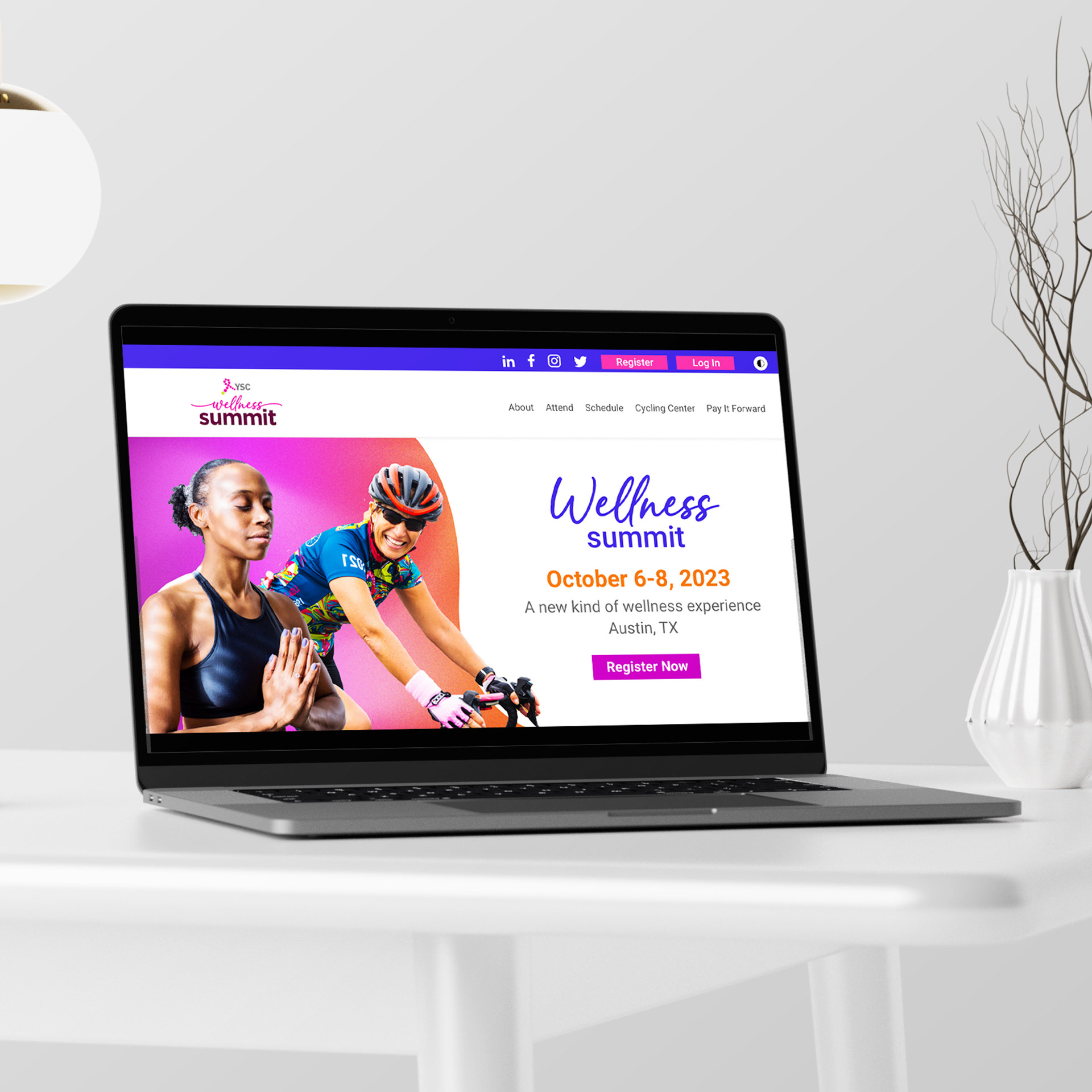 mockup of wellness home page on laptop screen