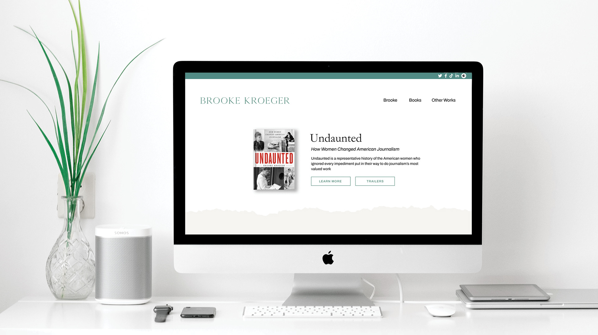 Author's website on large screen desktop