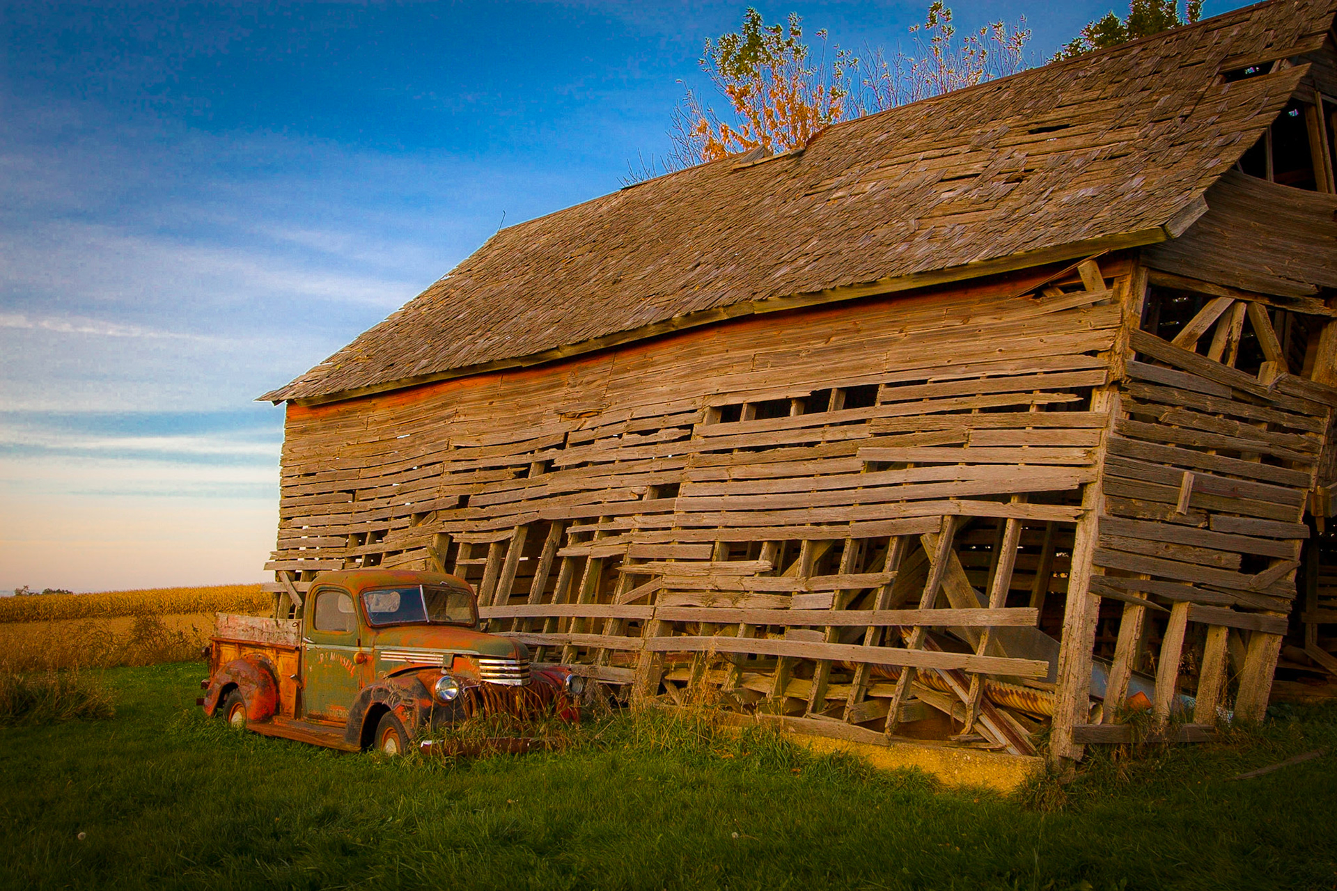 1946 Chevrolet Truck and old barn outside of Carlock IL