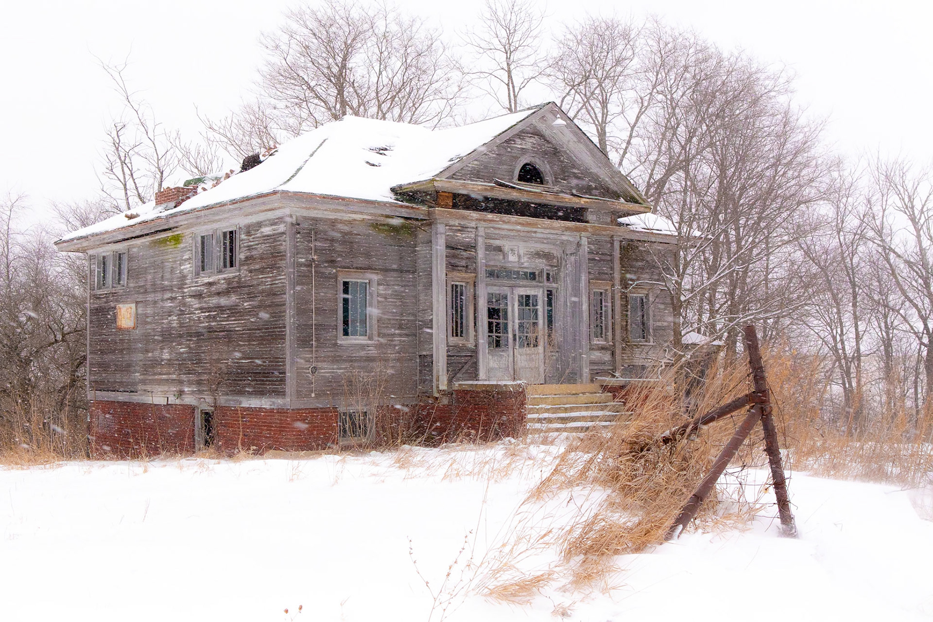 Texas Township Schoolhouse in Winter